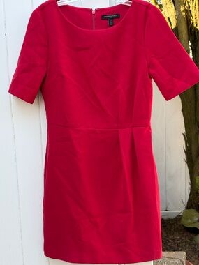 Banana Republic Bright Red Short Sleeve Mini Sheath Dress 4p